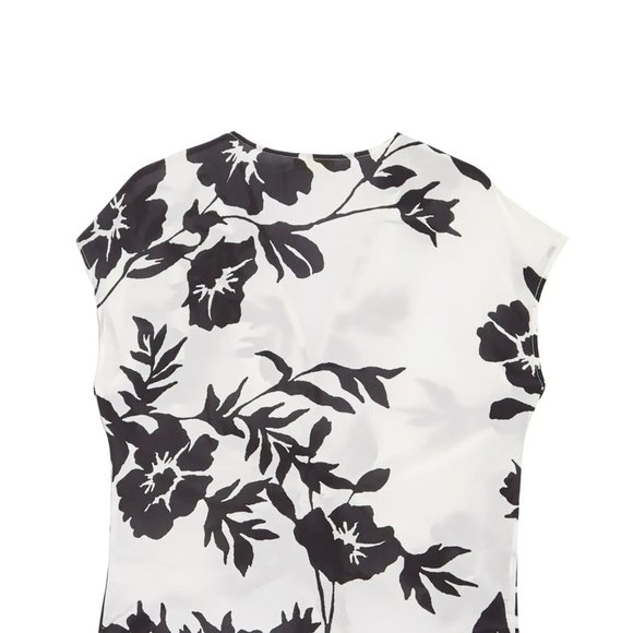 NEW Ramy Women Brook Cardin Flora Silk Blend Tie Up Front Bow Baggy Crop Top - Picture 3 of 4